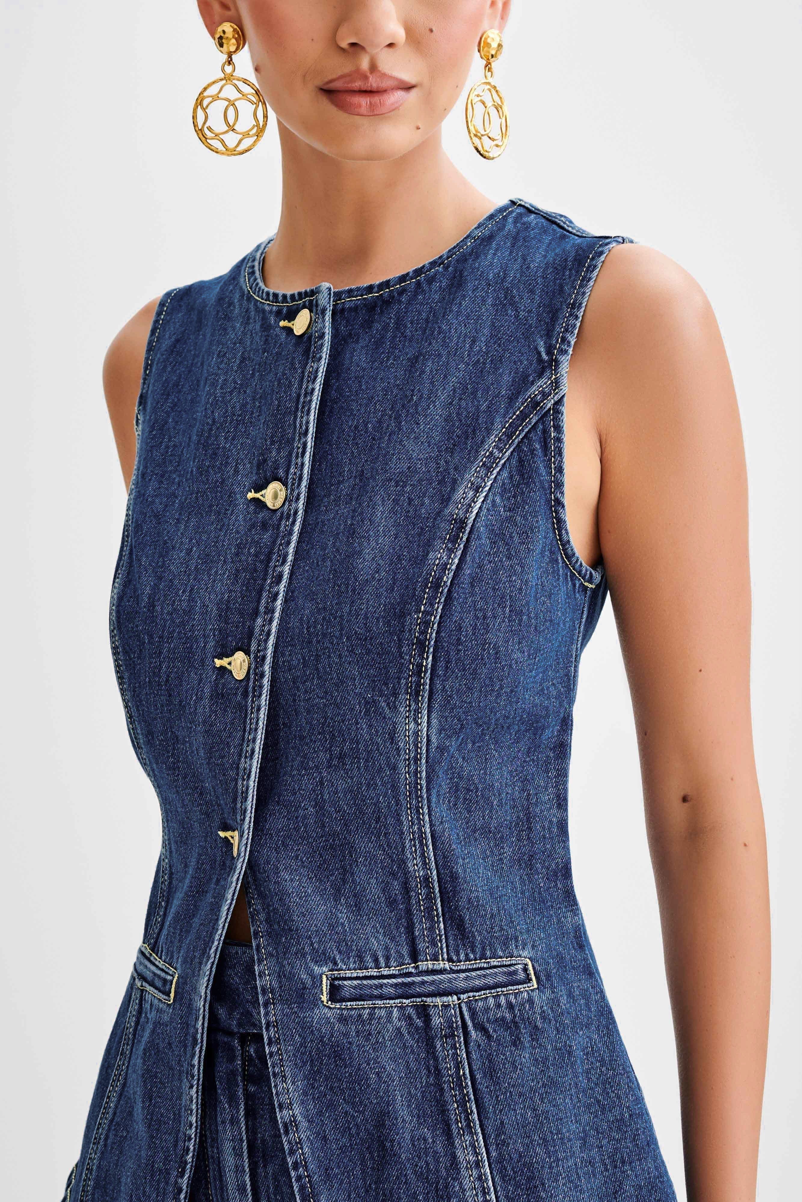 Holm™ | Trendy denim sæt med knapper