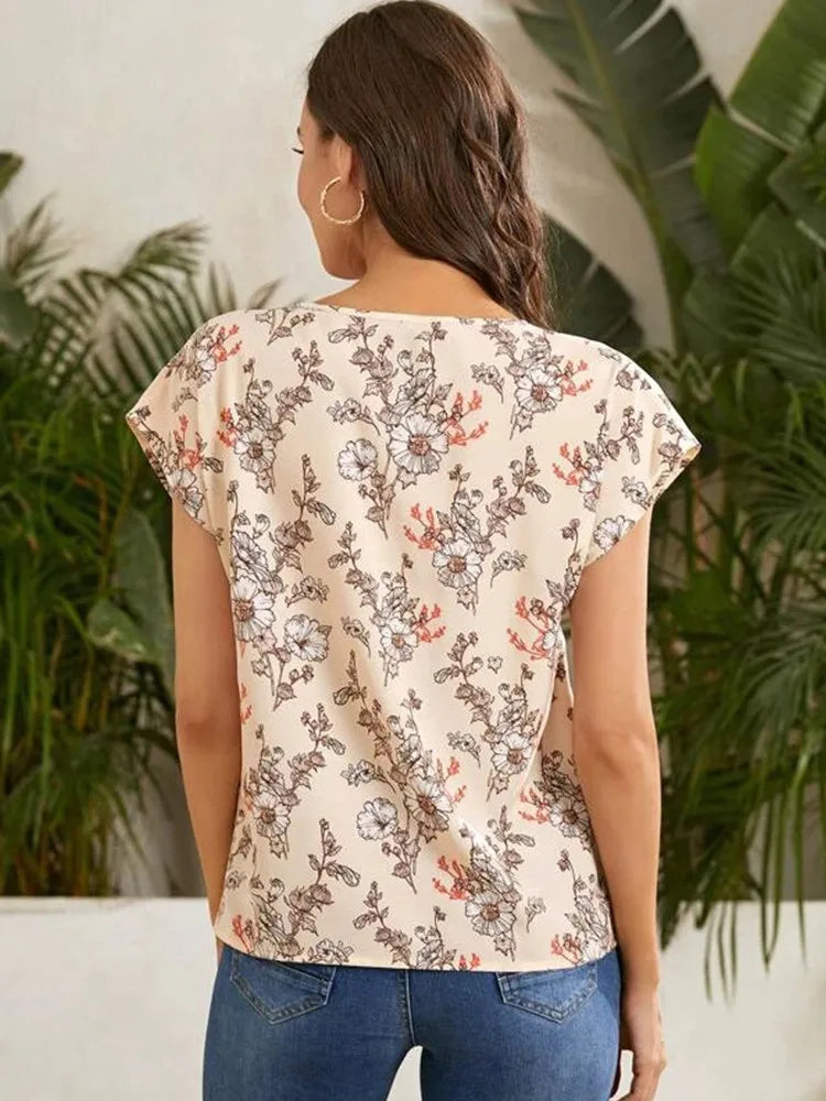 Blomsterprint Sommerbluse