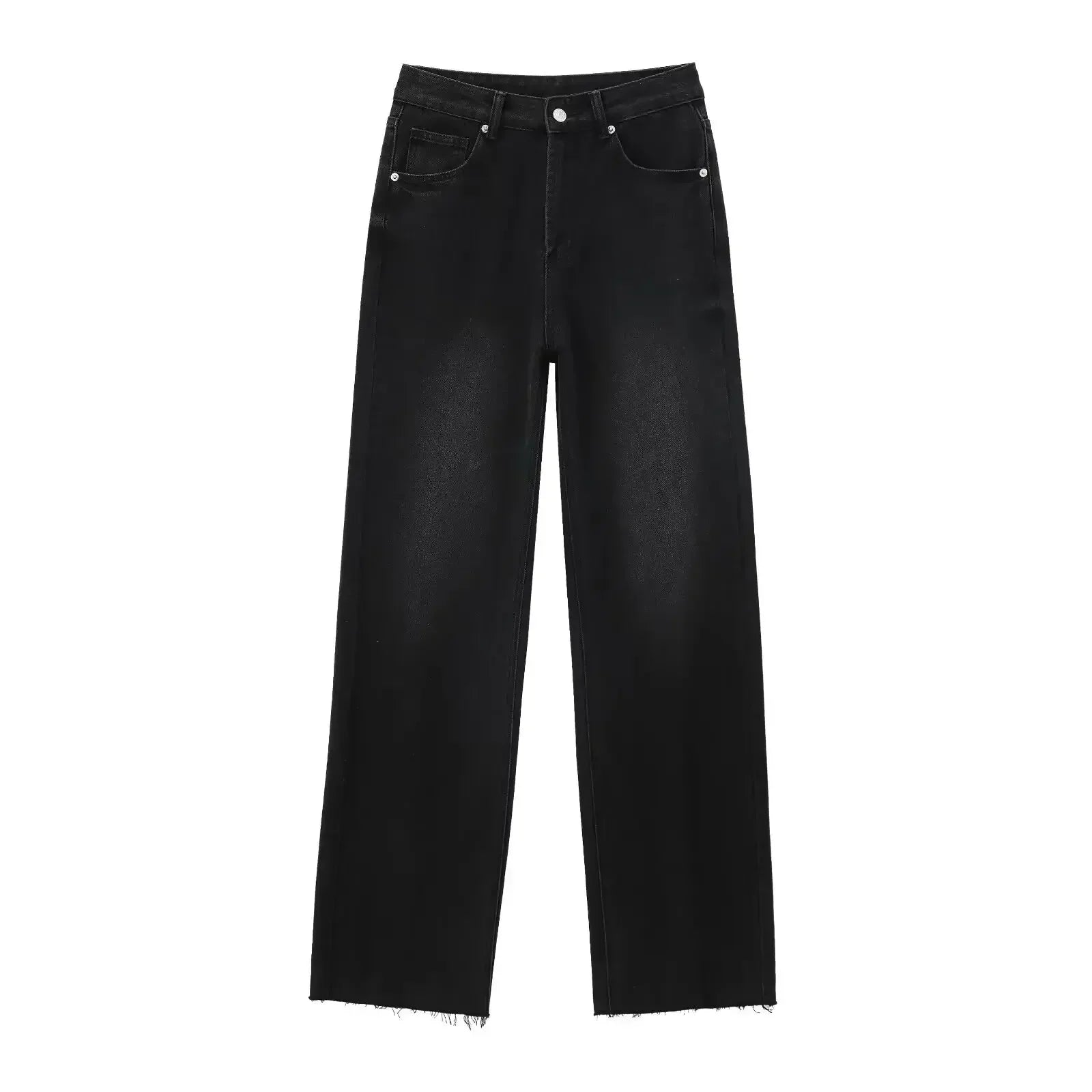 Holm™ | Elegant Sorte Jeans med Rå Finish