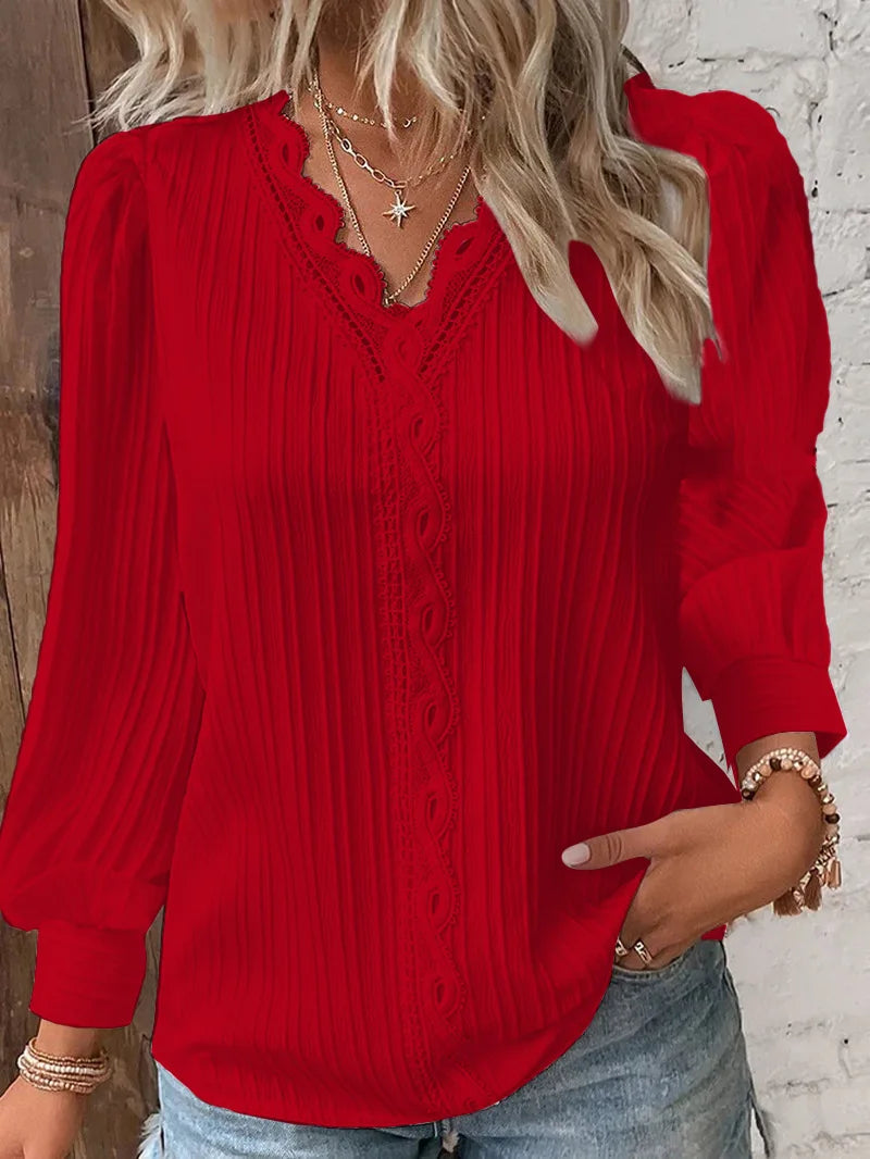 Holm™ | Selvie – Bluse med spidskant og folder