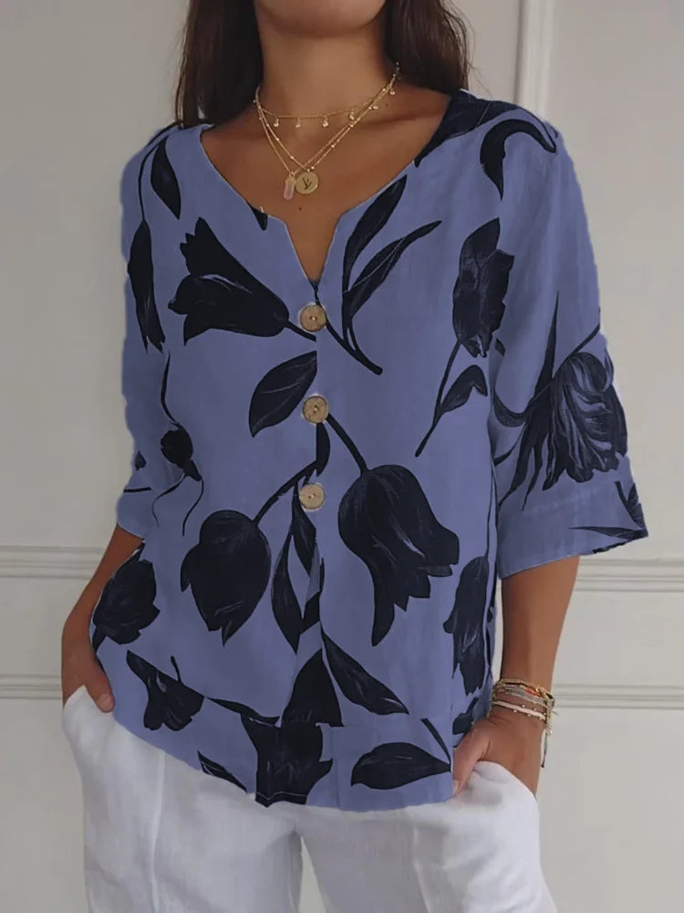Ellen™ | Bluse skjorte med blomstermønster