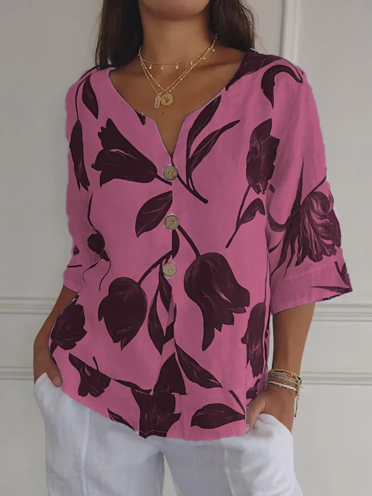 Ellen™ | Bluse skjorte med blomstermønster
