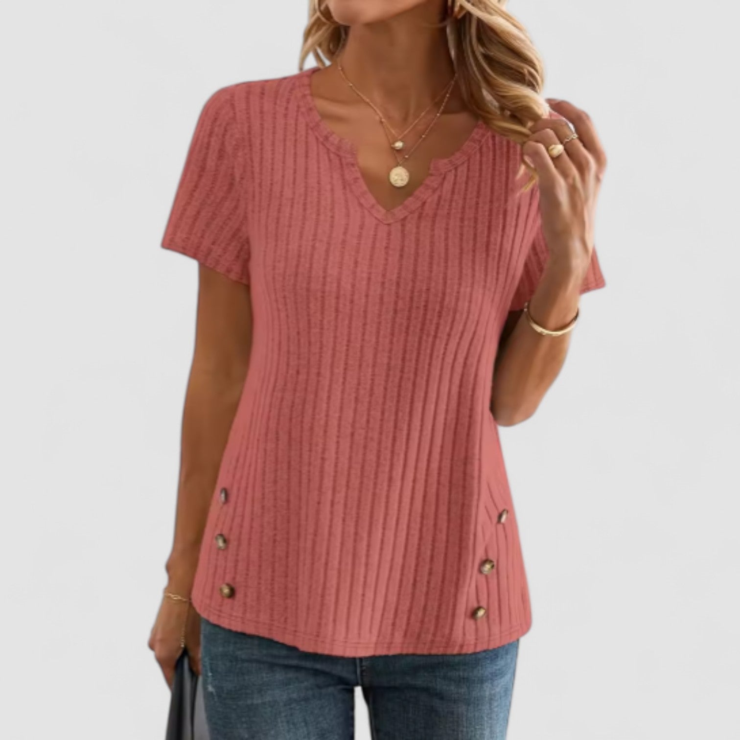 Holm™ | Elsa – V-hals top med diskrete detaljer